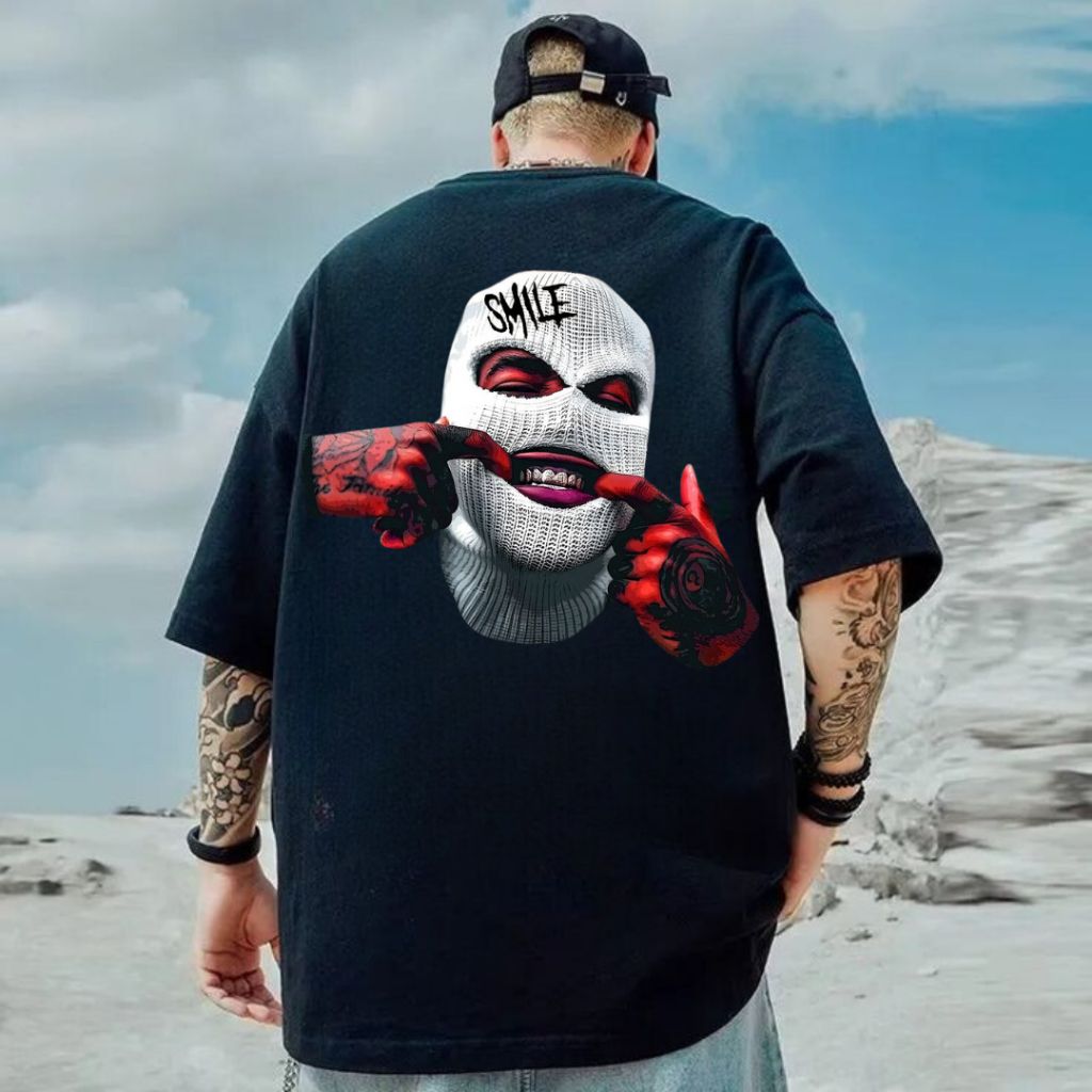 Camiseta Oversized 100% Algodão Smile Mascara – Conforto e Estilo para Todos os Tamanhos