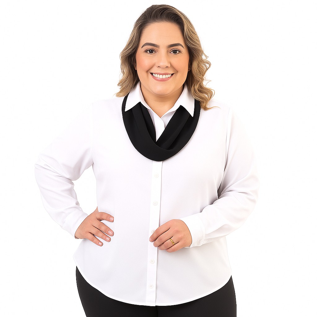 Camiseta Plus Size Feminina Manga Longa Gabardine – Profissional e Estilosa