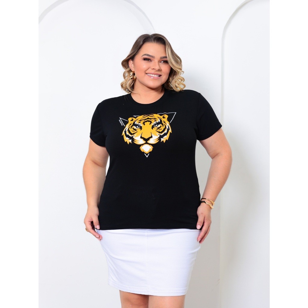 Camiseta Plus Size Tigre: Estilo e Conforto!