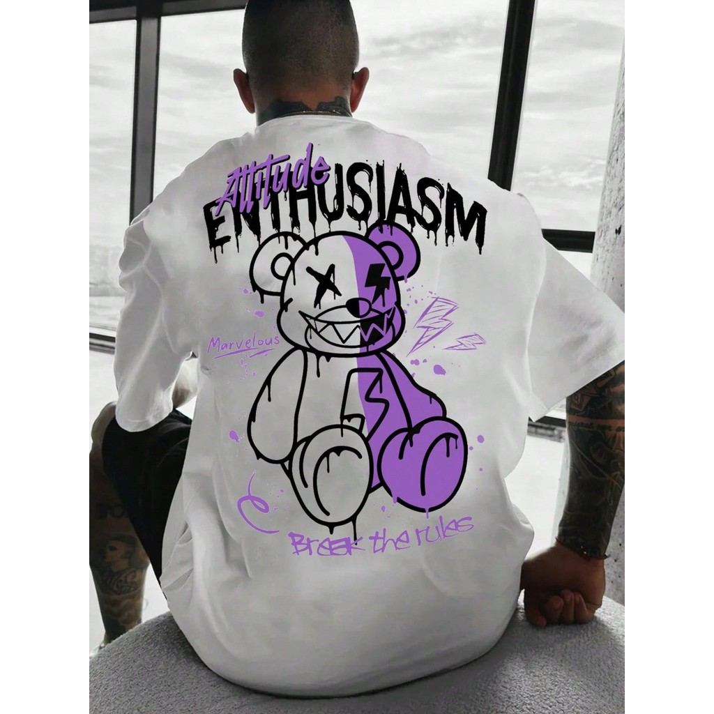 Camiseta Premium Unissex 100% Algodão Attitude Urso Streetwear