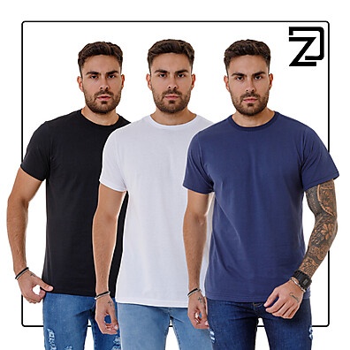 Camisetas Básicas Masculinas: Kit 3 Algodão Premium