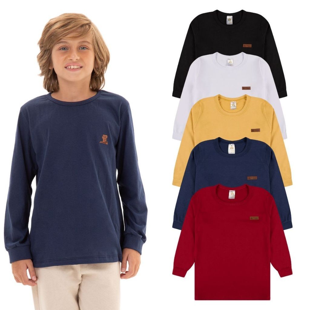 Camisetas Manga Longa Infantil: Kit 3 Essenciais!