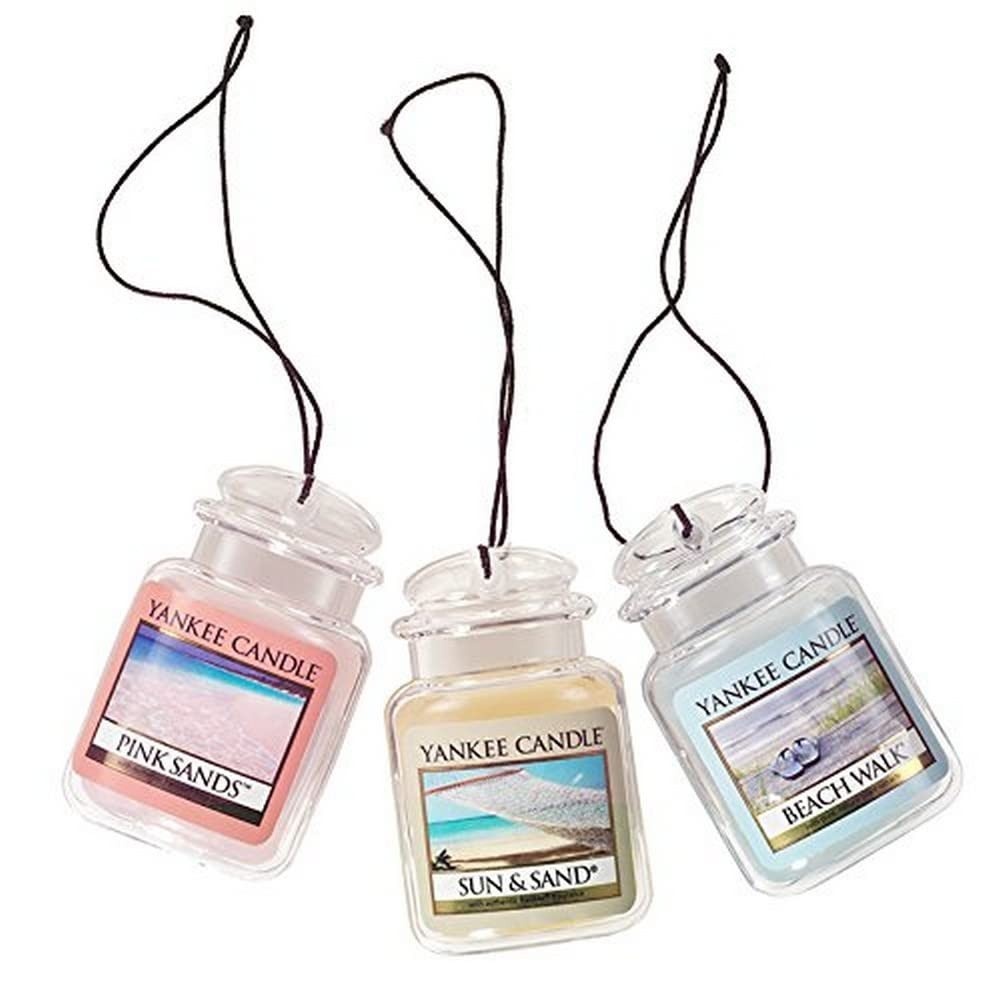Kit 3 Aromatizadores Yankee Candle Hanging Car Jar® Ultimate: Beach Walk, Pink Sands e Sun & Sand - Frescor por 30 Dias!