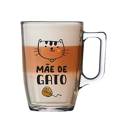 Caneca de Vidro Mãe de Gato 330ml – Estilo e Amor pelo seu Felino