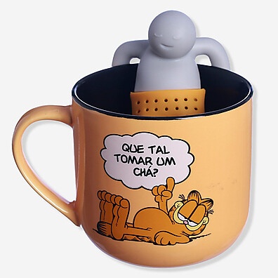 Caneca Garfield com Infusor: Seu Chá Mais Divertido!