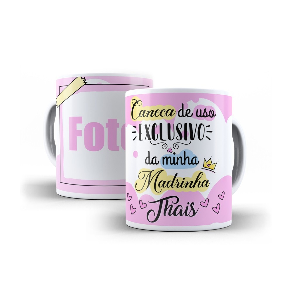 Caneca Personalizada Presente Madrinha Padrinho Única