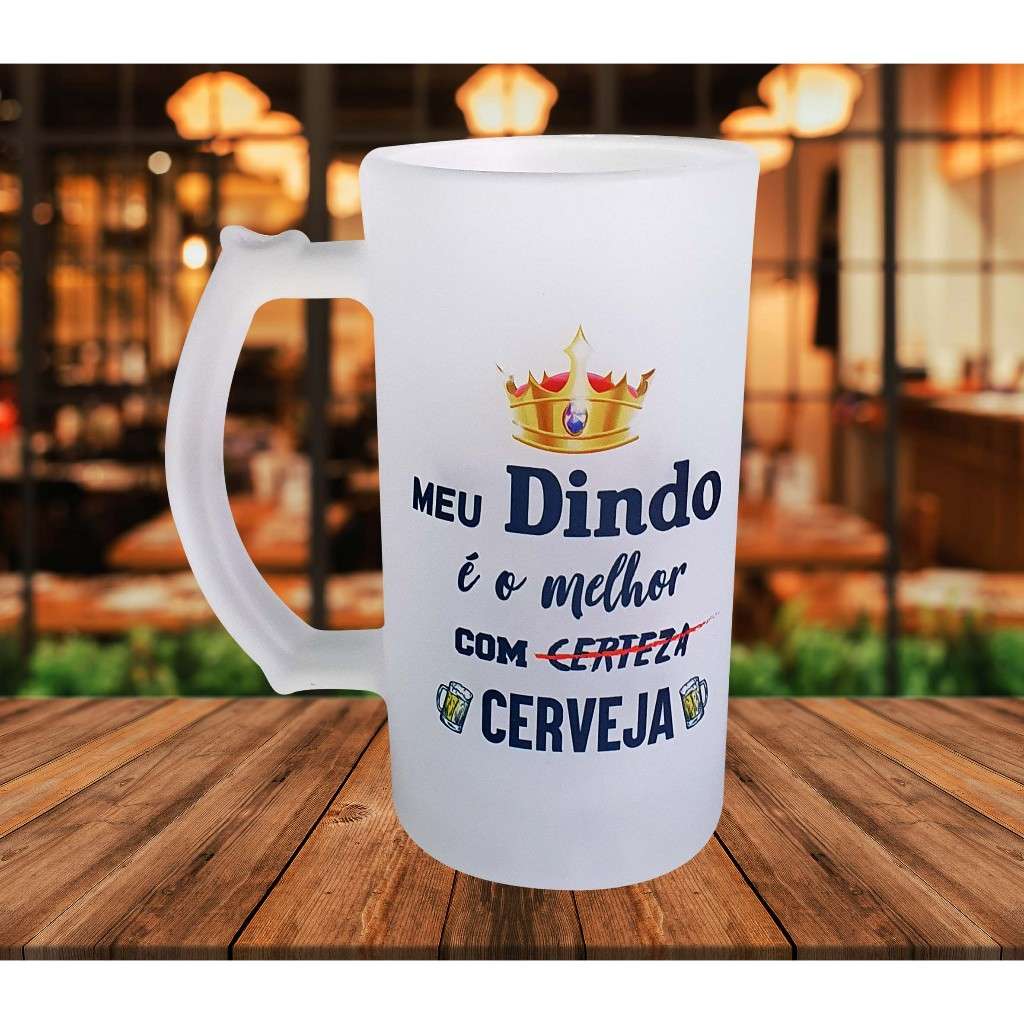 Caneca Vidro Meu Dindo É o Melhor com Cerveja