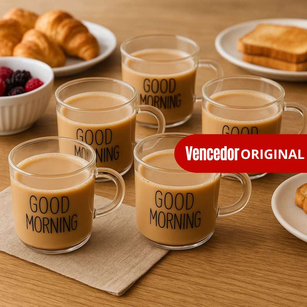 Canecas Good Morning: 6x 140ml para seu Café!