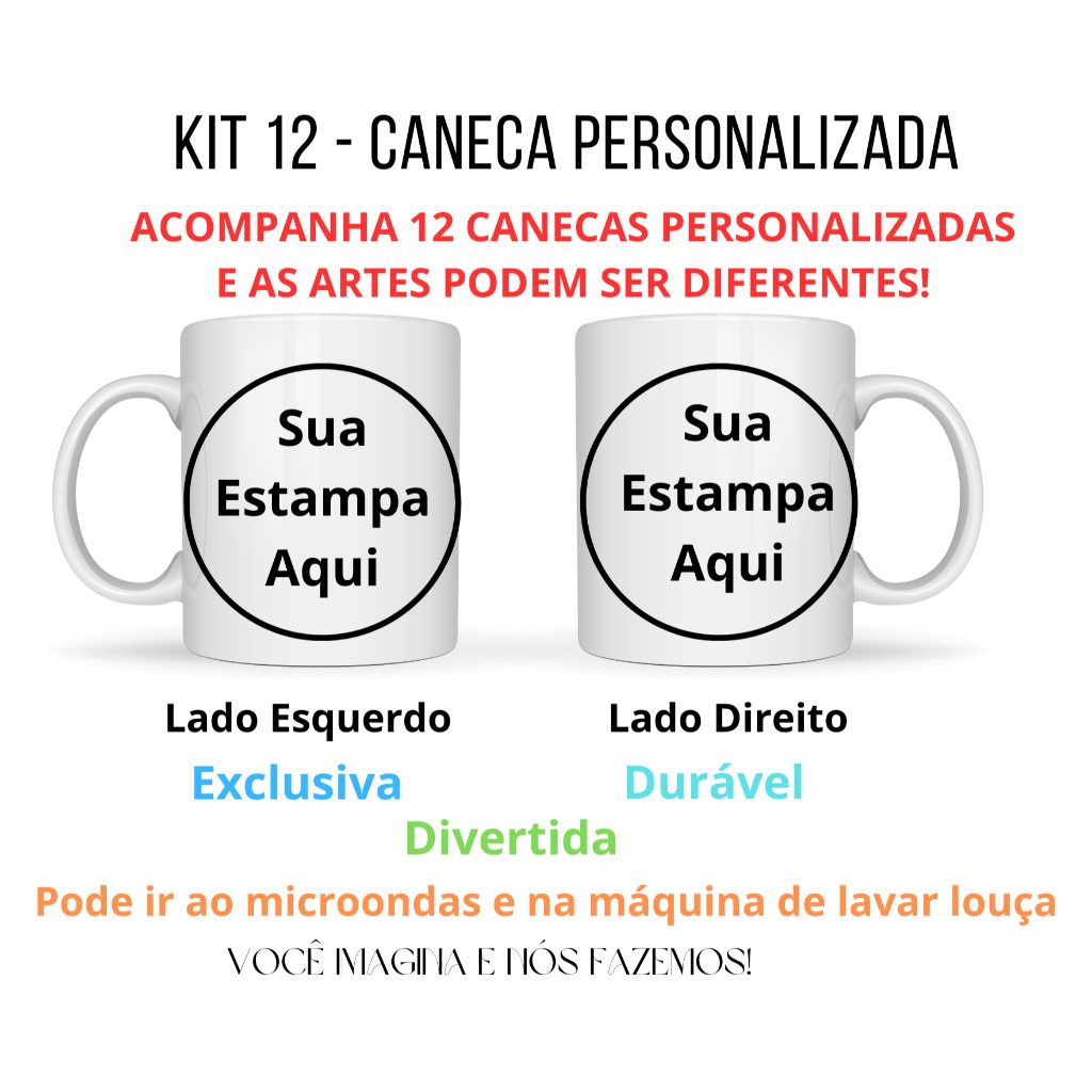 Canecas Personalizadas: 12x Sua Logo ou Foto!