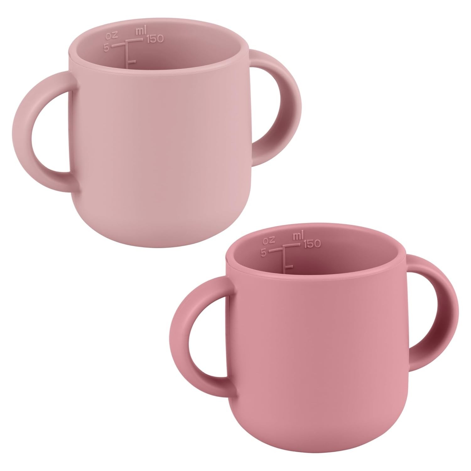 Mintlyfe Pacote com 2 Canecas de Silicone Seguras para Crianças - Blush e Malva