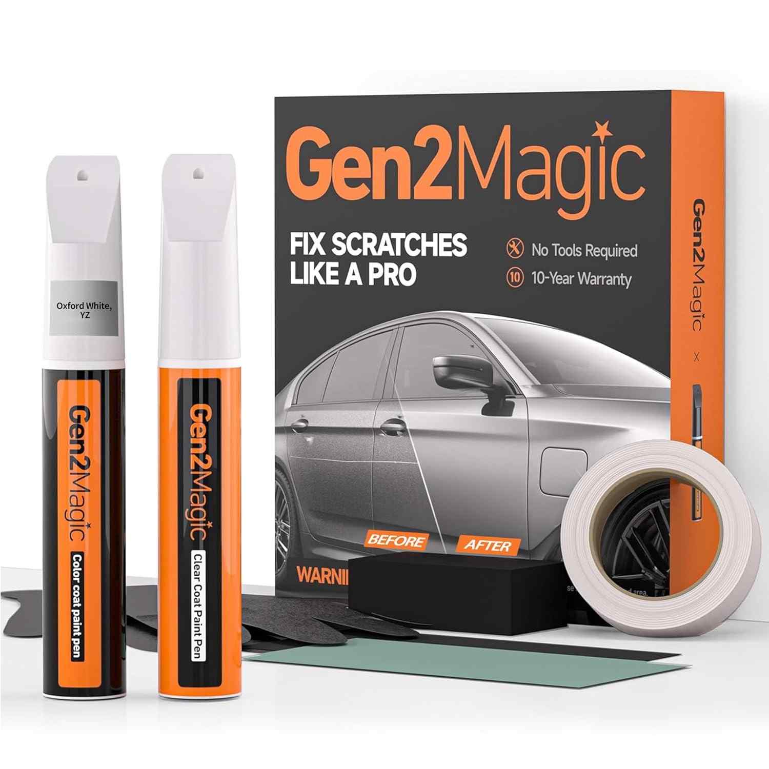 Kit Caneta de Retoque para Ford - Oxford White YZ | Reparo de Arranhões e Lascas com Revestimento Transparente