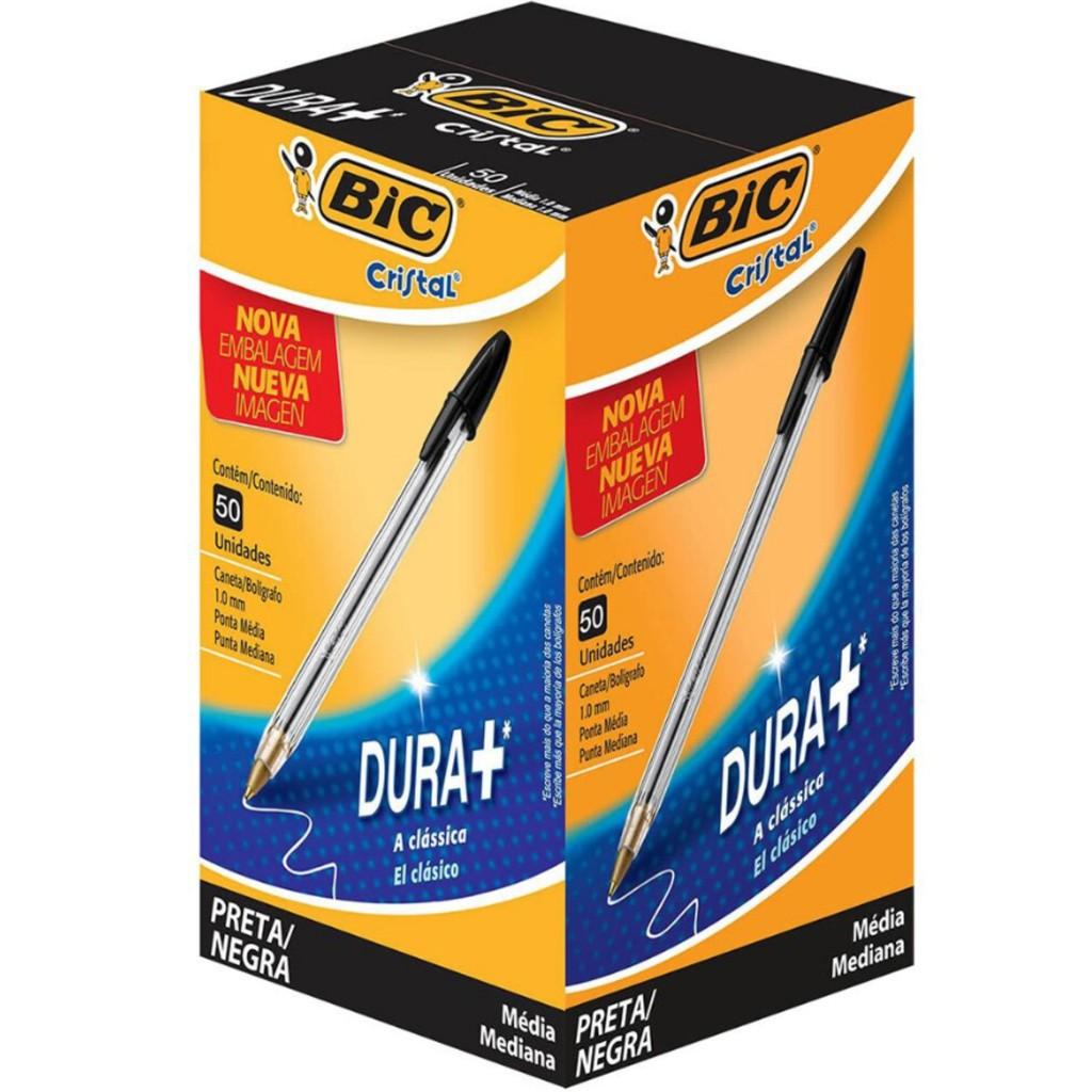 Caneta Bic Cristal Dura+ 1.0mm: Kit 50 Unidades