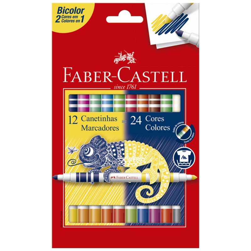 Caneta Bicolor Faber-Castell: 24 Cores em Dobro!