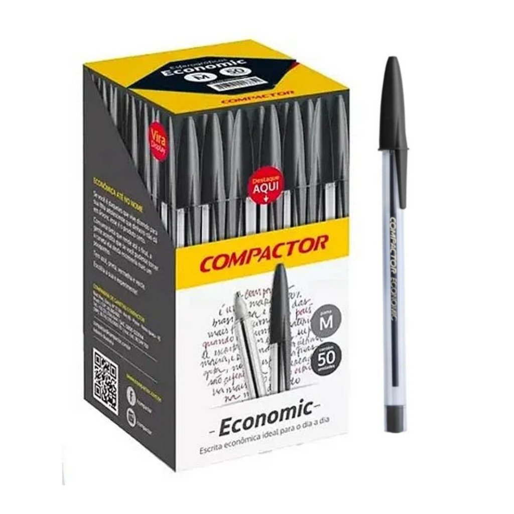 Caneta Compactor 1.0mm: Caixa com 50 Unidades