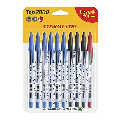 Caneta Compactor Top 2000: Kit 10 Cores!