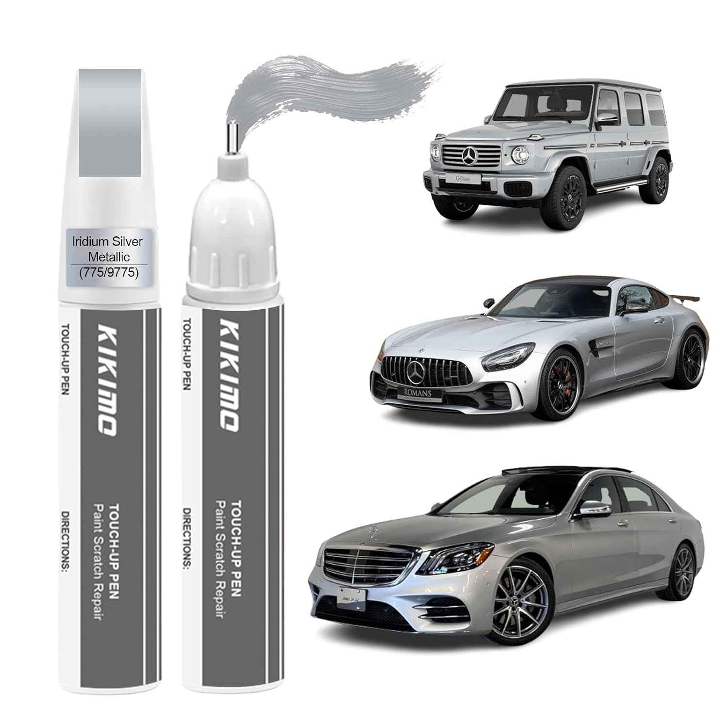 KIKIMO Tinta de Retoque para Mercedes-Benz Prata Ídio Metálico - Kit Reparo 2 em 1 com Caneta e Pincel
