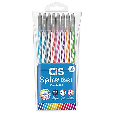 Caneta Esferográfica 0.7mm Spiro Gel – 8 Cores Cis
