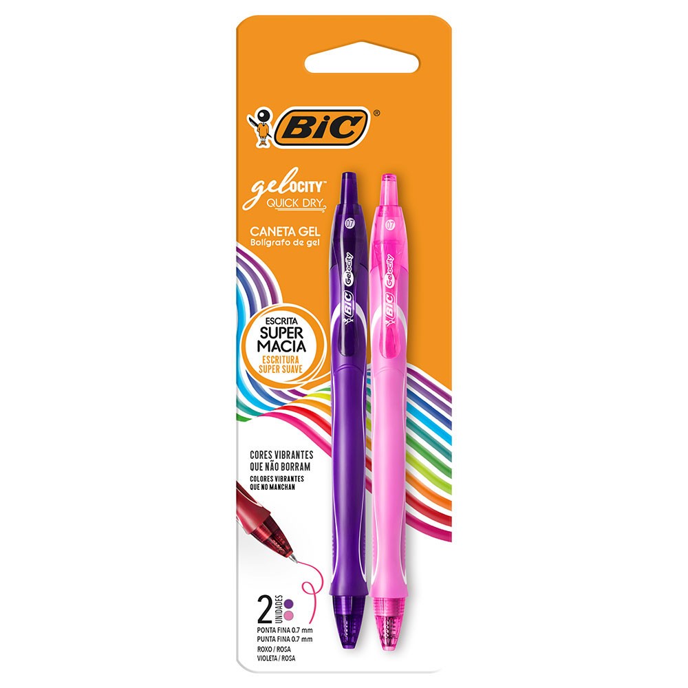 Caneta Gel Bic Gelocity: Cores Vibrantes e Secagem Rápida!