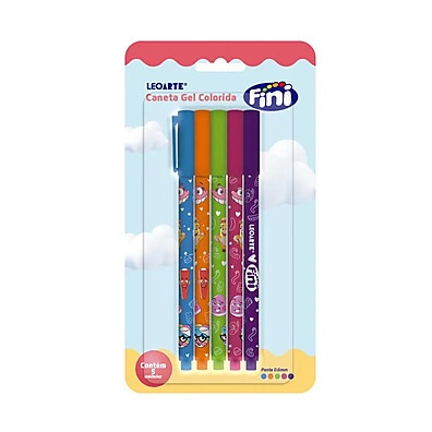 Caneta Gel Fini 5 Cores: Cores Vibrantes!