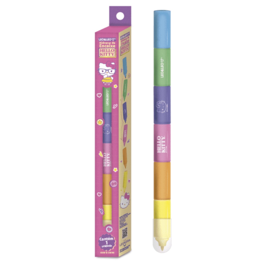 Caneta Hidrográfica Hello Kitty: 6 Cores Empilháveis!