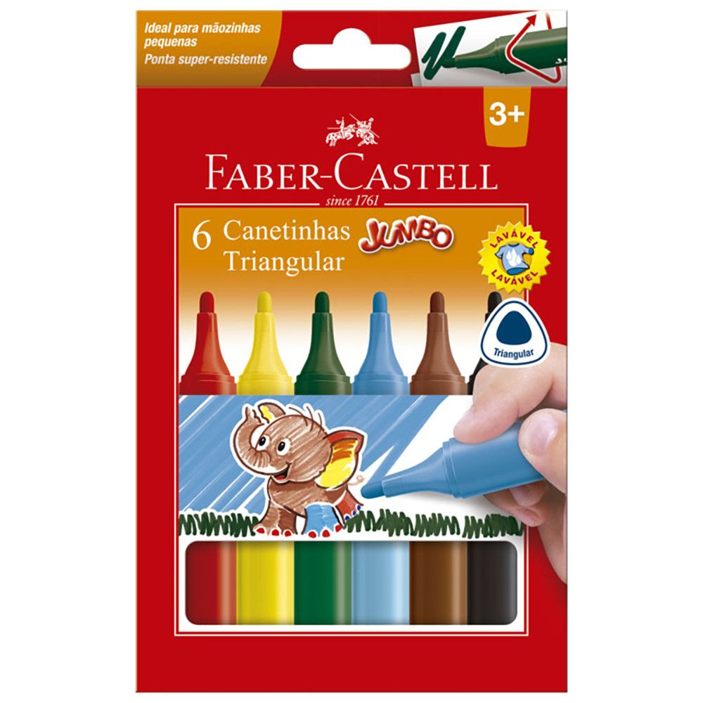 Caneta Jumbo Faber-Castell: 6 Cores para Criar!