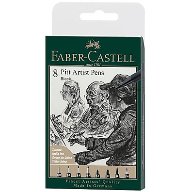 Caneta Pitt Preta 8 Unidades Faber-Castell – Precisão e Qualidade