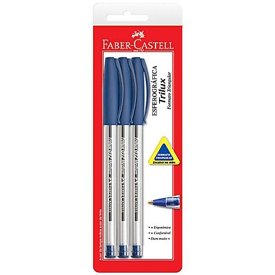 Caneta Trilux Azul SM/032AZ – 3 Unidades Faber-Castell