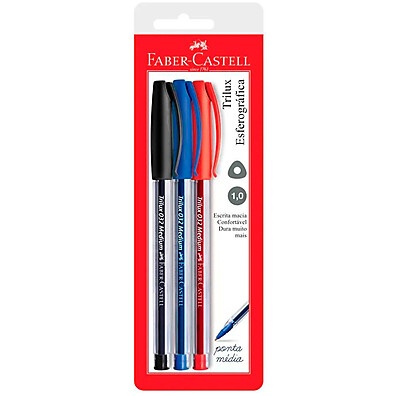 Caneta Trilux Faber-Castell: Kit 3 Cores!