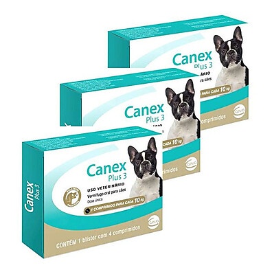 Canex Plus 3: Vermífugo para Cães – Kit com 3 Caixas
