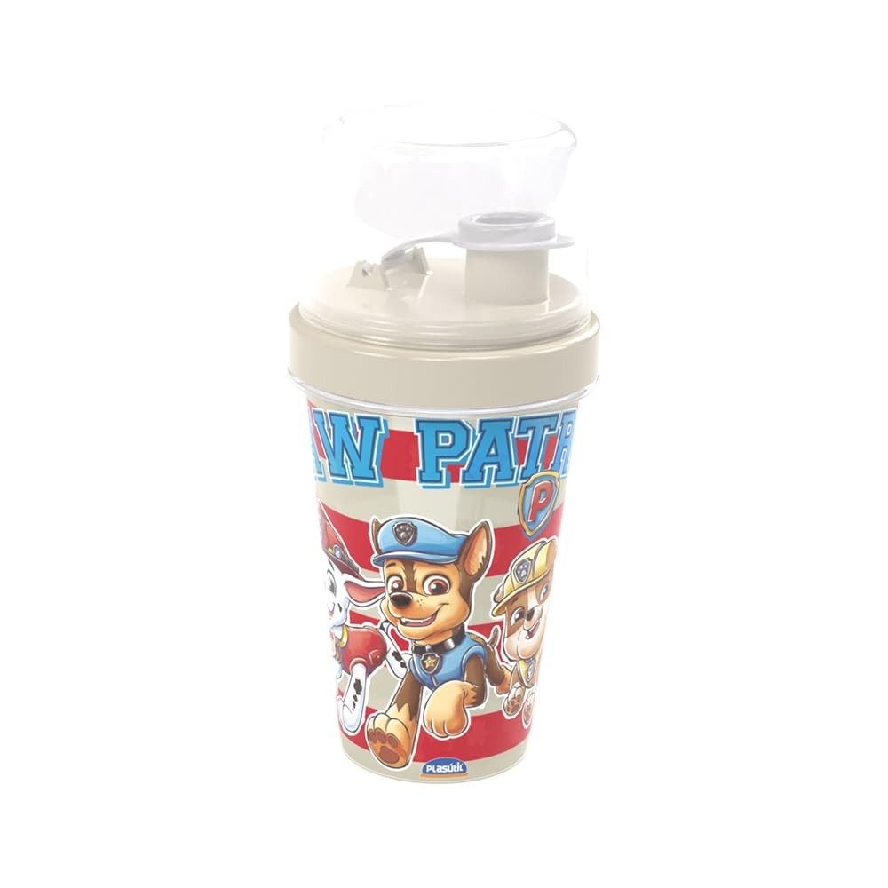 Mini Shakeira 320 ml Infantil Patrulha Canina - Copo Agitador Divertido e Seguro para Crianças