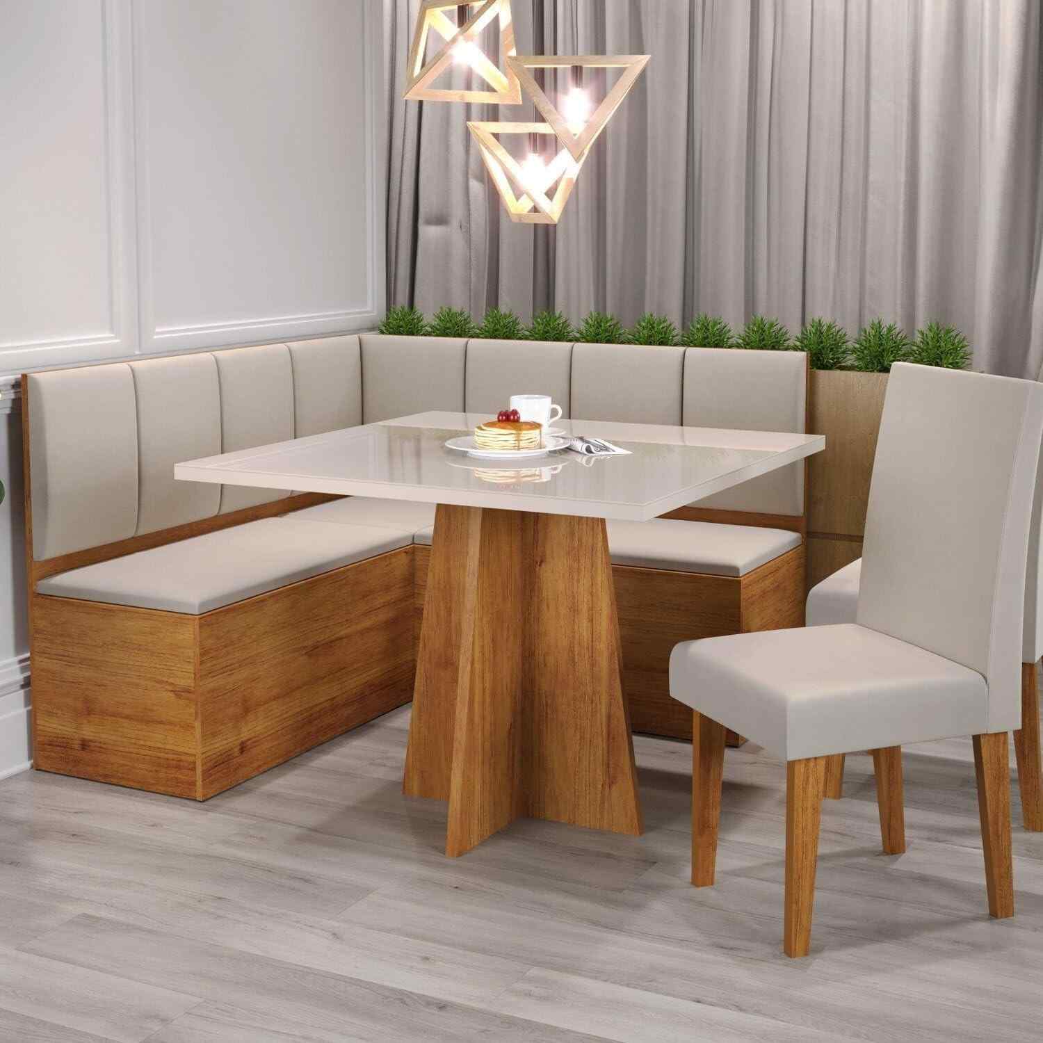 Conjunto Canto Alemão Bariloche 90cm + 2 Cadeiras Venus em MDP - Design Moderno e Funcional