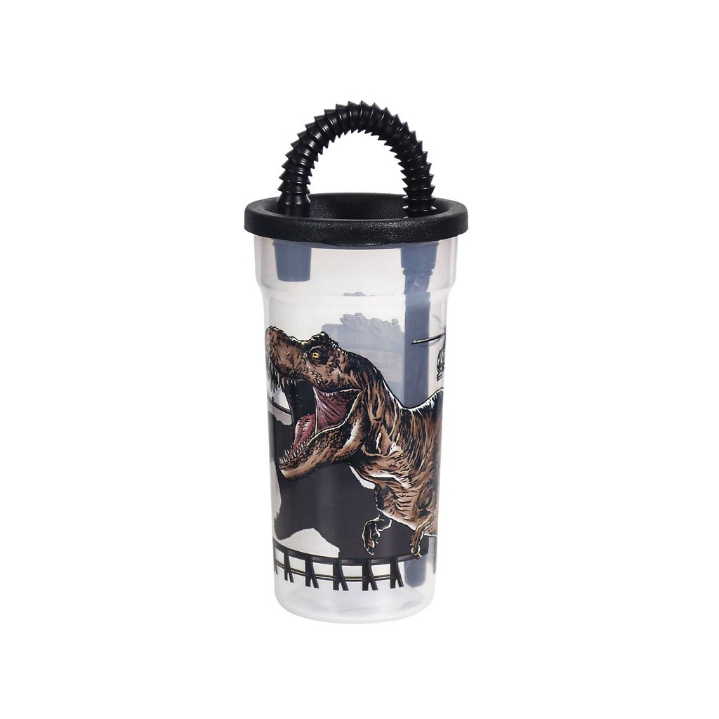 Copo T-Rex Jurassic World Infantil com Tampa e Canudo