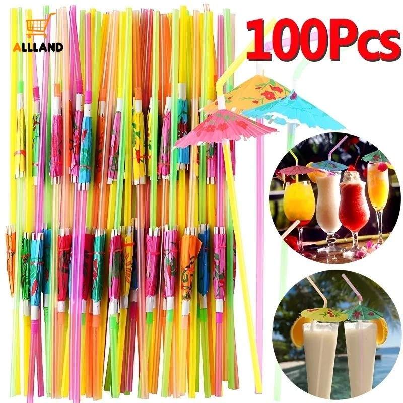 Canudos Guarda-Chuva: 100 Pçs para Festas Tropicais!