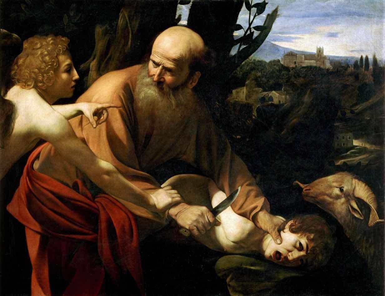 O Sacrifício de Isaac (1598) de Caravaggio - Reprodução em Canvas 30x38