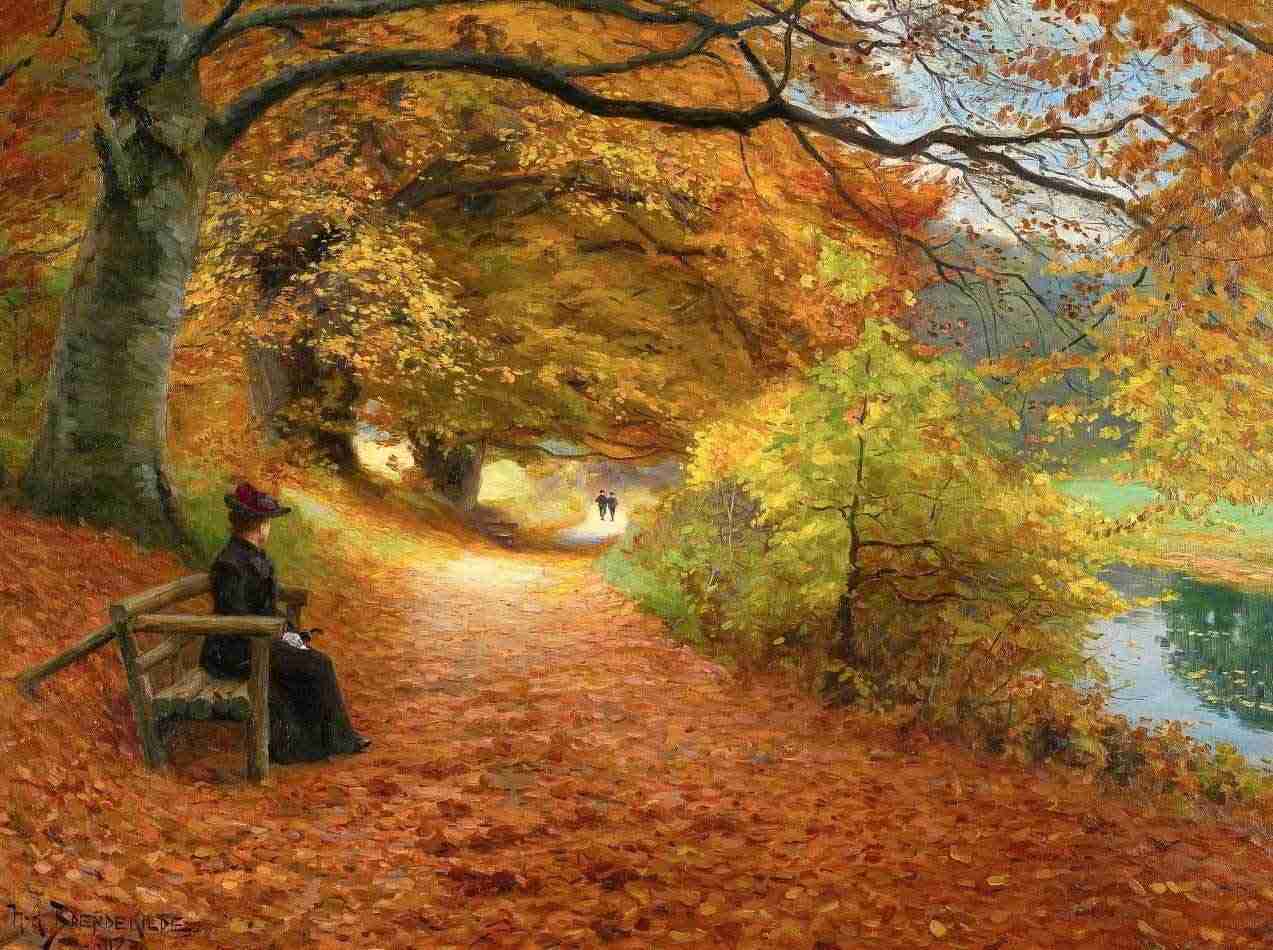 Caminho das Árvores no Outono - Tela Canvas 60x80 de Hans Brendekilde | Arte de Museu para Decoração Elegante
