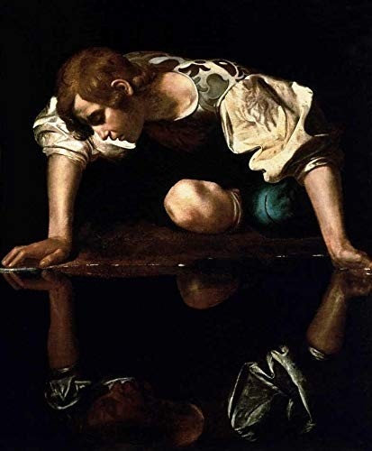 Quadro Narciso de Caravaggio - Impressão Giclée em Tela Canvas 30x36 cm - Obra de Arte para Decoração Elegante