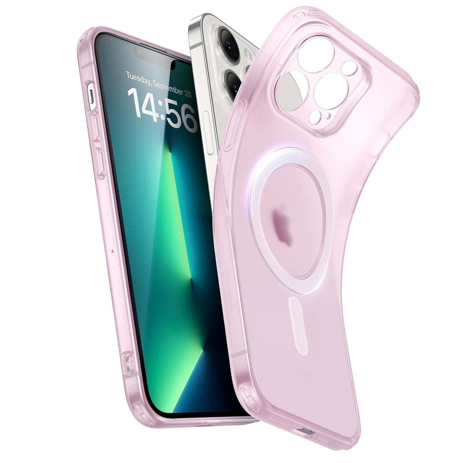 Capa ESR para iPhone 13 Pro Rosa Fosco: MagSafe, Proteção Militar e Design Elegante