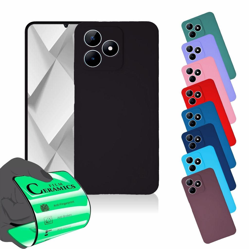 Capa Anti-Shock Aveludada + Película de Cerâmica para Realme Note 50/C53/C51 – Proteção Total