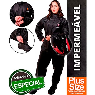 Capa de Chuva Plus Size: Motoqueira Impermeável