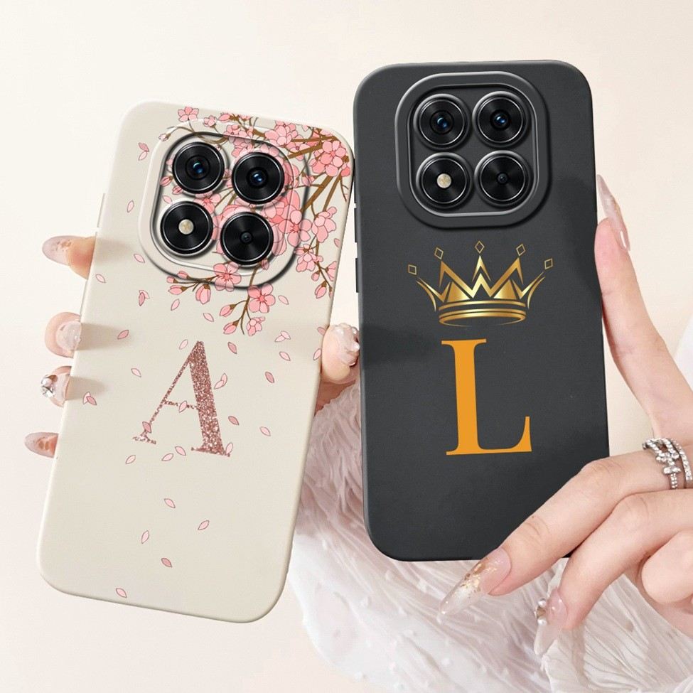 Capa de Silicone para Redmi Note 14 Pro 4G – Design Luxuoso com Flores e Letras