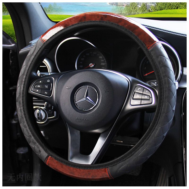 Capa de Volante de Madeira PU - Elegância e Conforto para seu Carro
