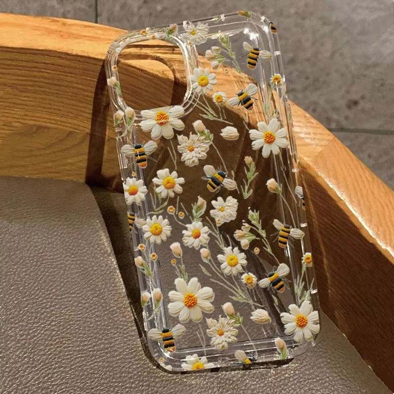 capa-iphone-abelha-flor-macia-claro-para-7-a-16-pro-max