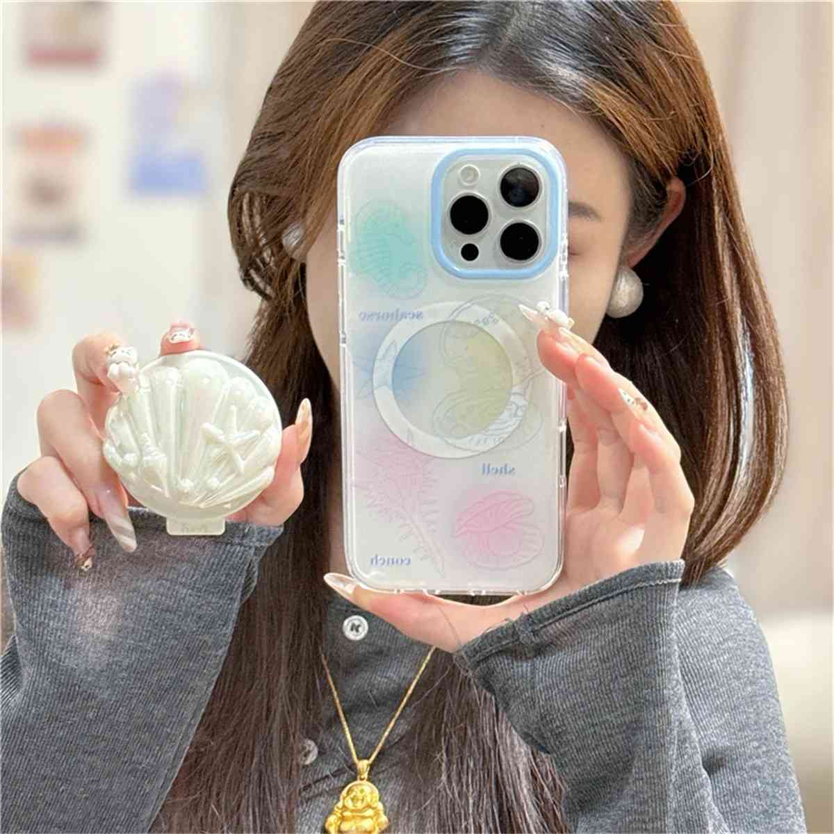 Capa iPhone com Suporte: Concha & Imã!