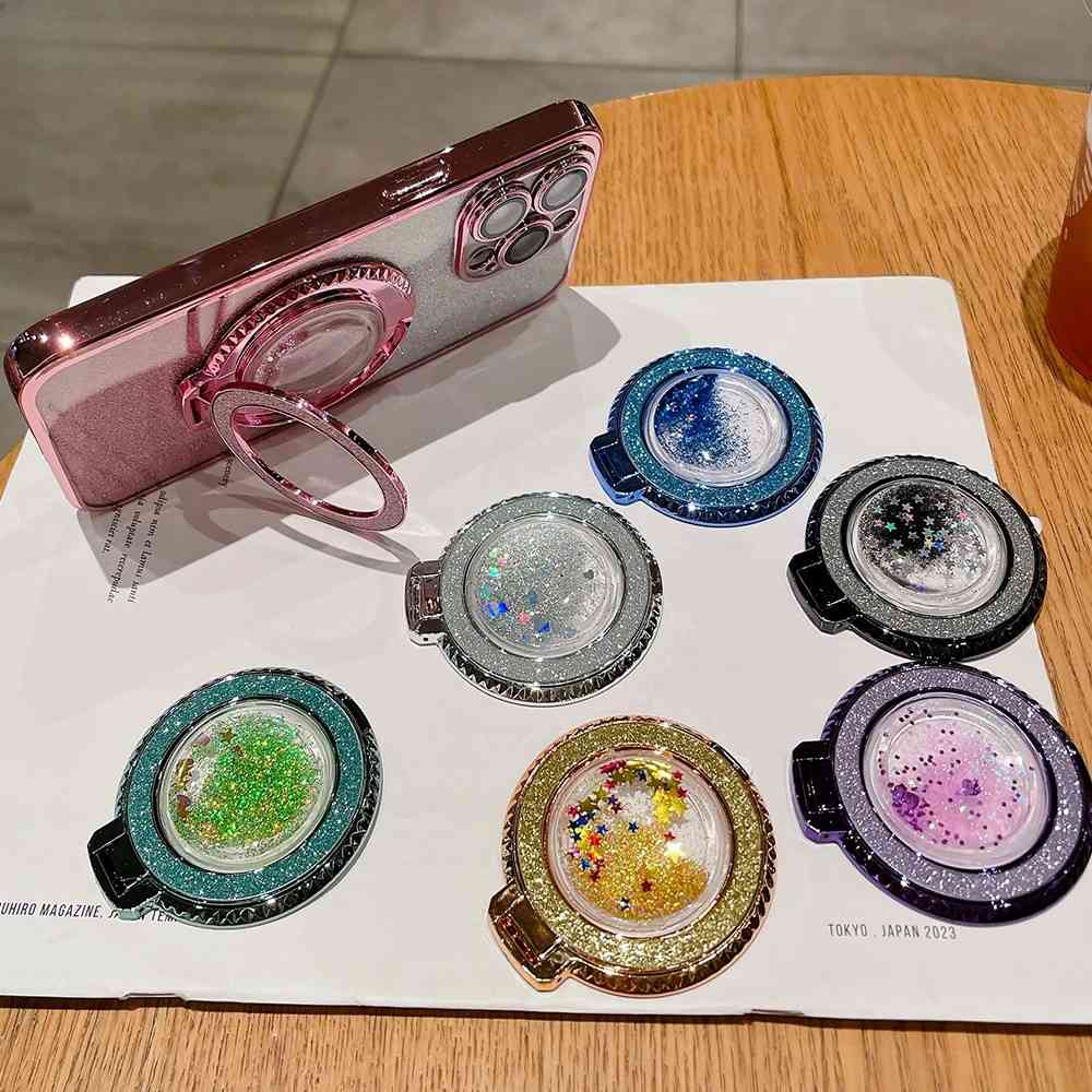 Capa iPhone com Suporte e Glitter: Luxo e Proteção!