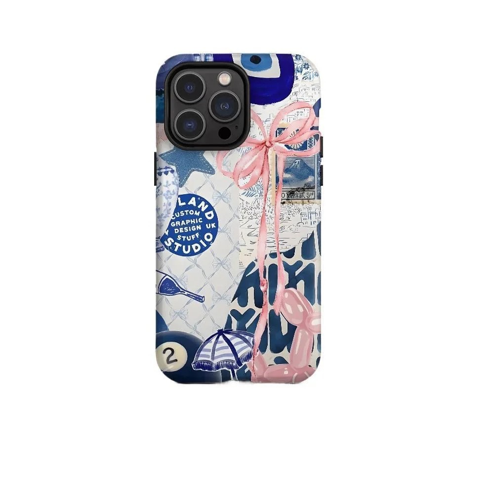 Capa iPhone: Elegância com Laço Azul