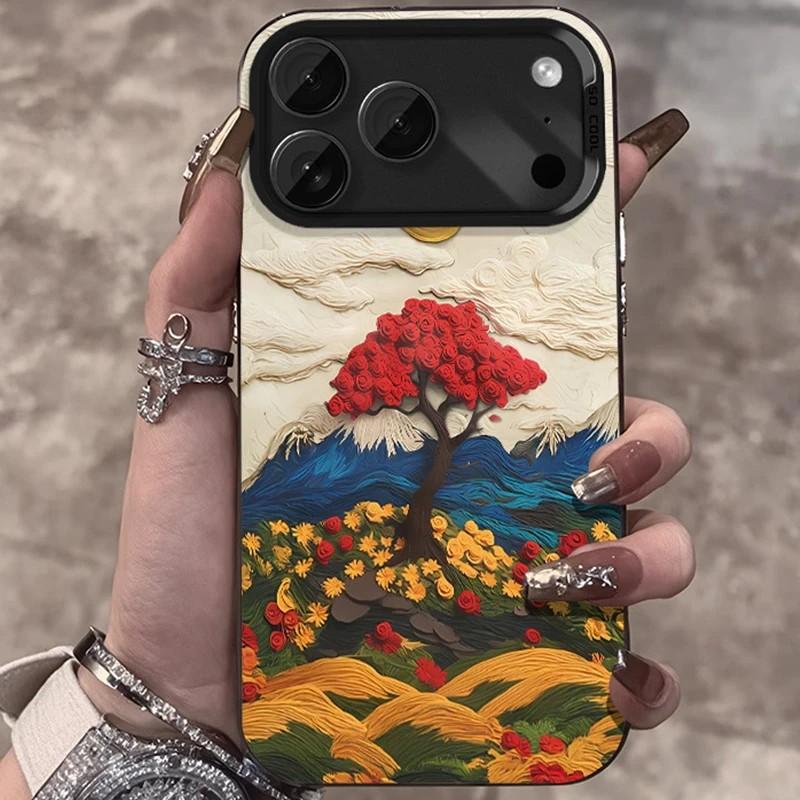 Capa iPhone Flores Montanha Pintada à Mão