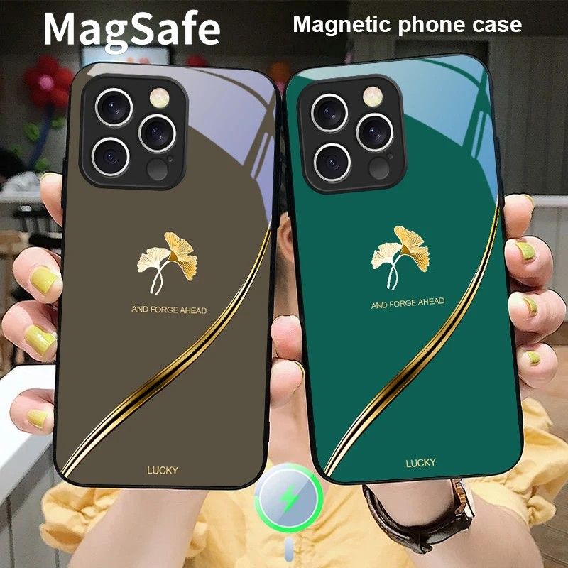 Capa iPhone Folha de Ginkgo Dourada - Elegância e Proteção
