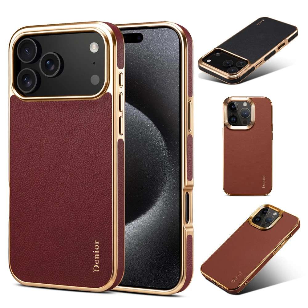 Capa iPhone: Luxo Dourado e Couro Genuíno