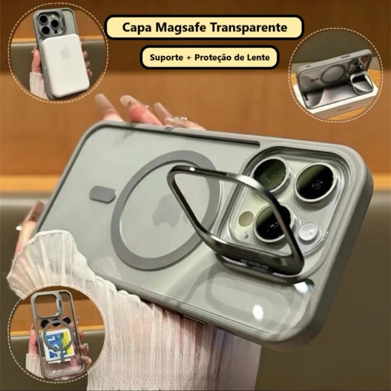 Capa Magnética iPhone 16 com Suporte Invisível