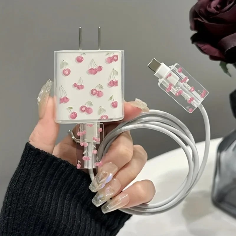 Capa Protetora de Cabo Floral Rosa